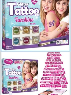 The Body Shop Glitter Tattoo Kit - Pink, Purple, Gold, Green, Blue, Silver